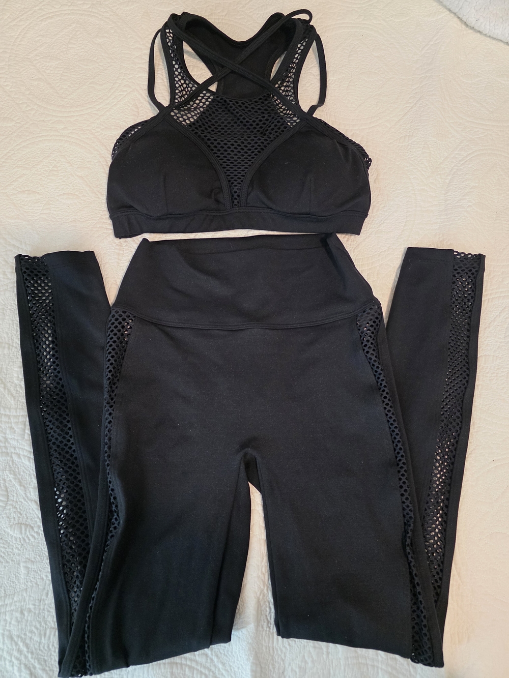 Bombshell Sportswear Black Mesh High-Waist Leggings & Sports Bra Set